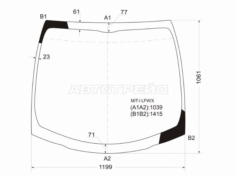 Стекло лобовое Citroen C-Zero 10-  / Mitsubishi i 06-13  / i-MiEV 09-21  / Peugeot iOn 10- (XYG: MIT-I LFW/X)