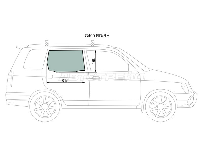 Стекло боковое опускное (Сзади / Справа / Цвет зеленый) Daihatsu Grand Move 99-04  / Pyzar 96-02 (XYG: G400 RD/RH)