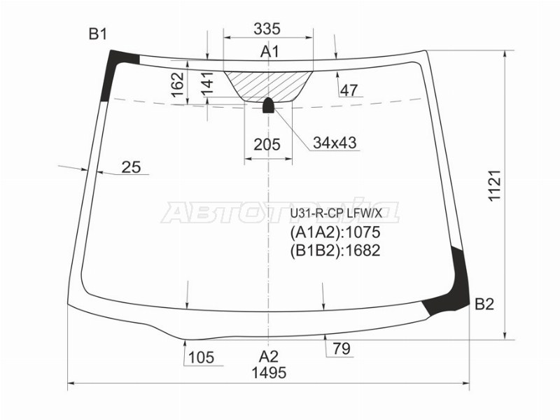 Стекло лобовое Nissan Presage 03-09 (XYG: U31-R-CP LFW/X)