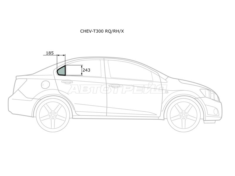 Стекло форточки (Цвет зеленый) Chevrolet Aveo 11-15 (XYG: CHEV-T300 RQ/RH/X)