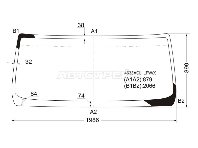 Стекло лобовое DAF LF 06-13  / Renault Midlum 00-13  / Volvo FL 06-13 (XYG: 4633ACL LFW/X)