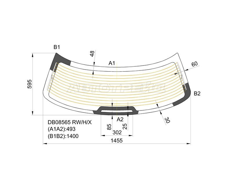Стекло заднее (Цвет зеленый / Обогрев) Cadillac Deville 94-99 (XYG: DB08562 RW/H/X)