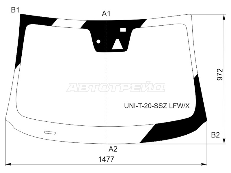 Стекло лобовое (Камера / Датчик дождя) Changan UNI-T 20-23 (XYG: UNI-T-20-SSZ LFW/X)