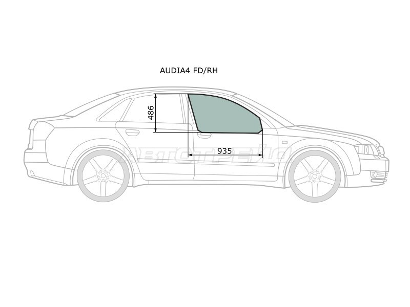 Стекло боковое опускное (Спереди / Справа / Цвет зеленый) Audi A4 94-01  / S4 97-01 (XYG: AUDIA4 FD/RH)