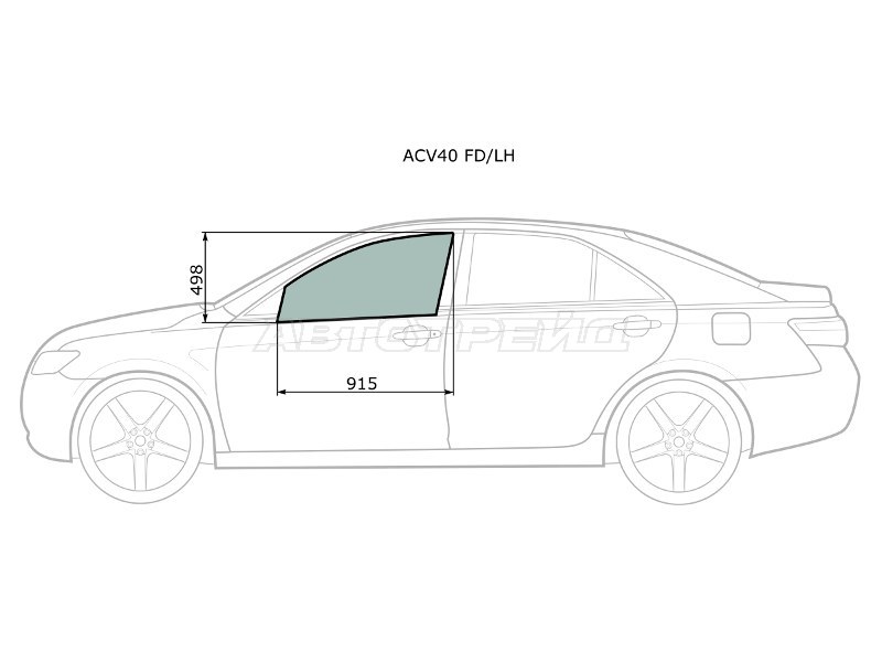 Стекло боковое опускное (Спереди / Слева / Цвет зеленый) Toyota Camry (XV40) 06-11  / Daihatsu Altis 06-10  / Toyota Aurion 06-12  / Camry UAE /USA 06-11 (XYG: ACV40 FD/LH)