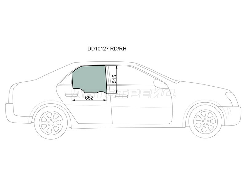 Стекло боковое опускное (Сзади / Справа / Цвет зеленый) Cadillac CTS 02-07 (XYG: DD10127 RD/RH)