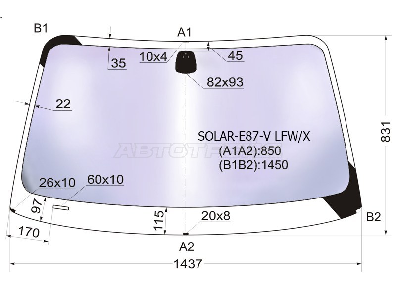 Стекло лобовое (Атермальное / Молдинг) BMW 1-Series 04-13 (XYG: SOLAR-E87-V LFW/X)