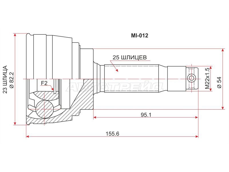 Шрус наружный MITSUBISHI GALANT /LEGNUM /MIRAGE /LANCER CK4A /CK6# 4G93 /6A11 /6A12 /4G92 95-03 (SAT: MI-012)