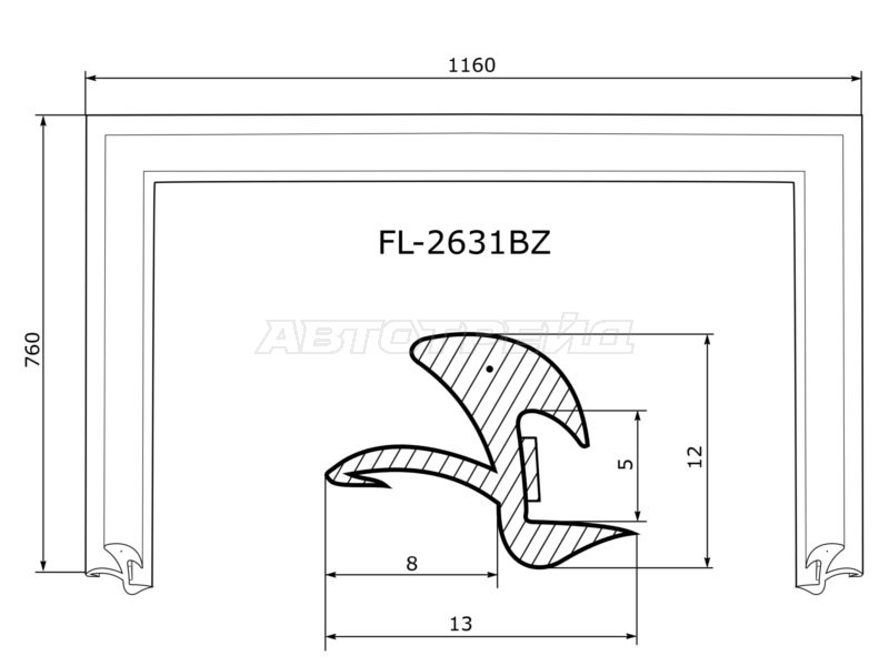 Молдинг лобового стекла (П-образный) Honda Fit 01-07  / Jazz 02-09 (FLEXLINE: FL-2631BZ)