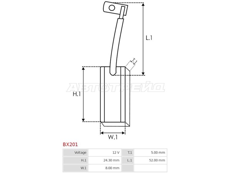 Щетка генератора /стартера 2 шт. NISSAN SERENA C23M 92-01 /CHRYSLER VOYAGER III 3.8 96-01 (AS-PL: BX201)