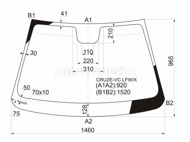 Стекло лобовое Chevrolet Cruze 09-15  / Daewoo Lacetti 08-11 (XYG: CRUZE-VC LFW/X)