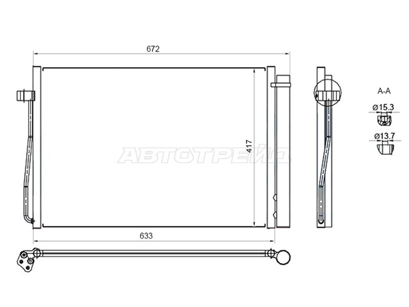 Радиатор кондиционера BMW 5-Series 03-10  / 6-Series 03-10  / 7-Series 01-08 (SAT: ST-BW60-394-0)