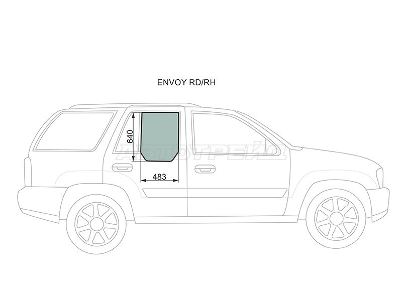 Стекло боковое опускное (Сзади / Справа / Цвет зеленый) Chevrolet TrailBlazer 01-10  / GMC Envoy 02-08  / Isuzu Ascender 03-09 (XYG: ENVOY RD/RH)