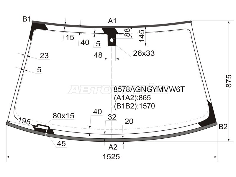 Стекло лобовое (Датчик дождя / Молдинг / Каплевидный датчик дождя) Audi A8 02-10 (FUYAO: 8578AGNGYMVW6T)