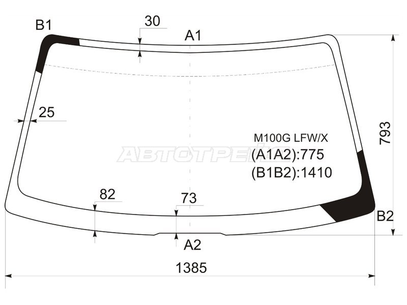Стекло лобовое Daihatsu Sirion 98-04  / Storia 98-04  / Toyota Duet 98-04 (XYG: M100G LFW/X)