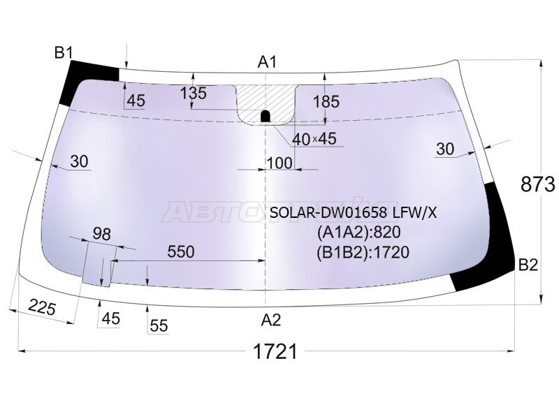 Стекло лобовое (Атермальное) Chevrolet Tahoe 06-14  / Cadillac Escalade 06-15  / Chevrolet Suburban 06-13 (XYG: SOLAR-DW01658 LFW/X)