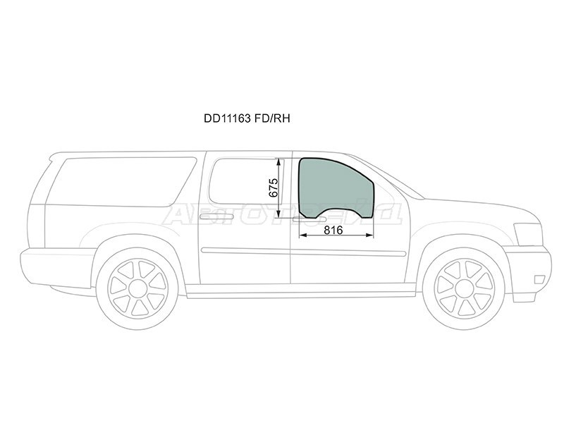 Стекло боковое опускное (Спереди / Справа / Цвет зеленый) Chevrolet Tahoe 06-14  / Cadillac Escalade 06-15  / Chevrolet Suburban 06-13 (XYG: DD11163 FD/RH)