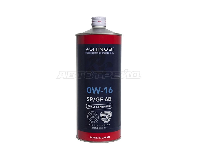 Масло моторное синтетическое SHINOBI SP /GF-6B 0W-16 1L (SHINOBI: SH0033)