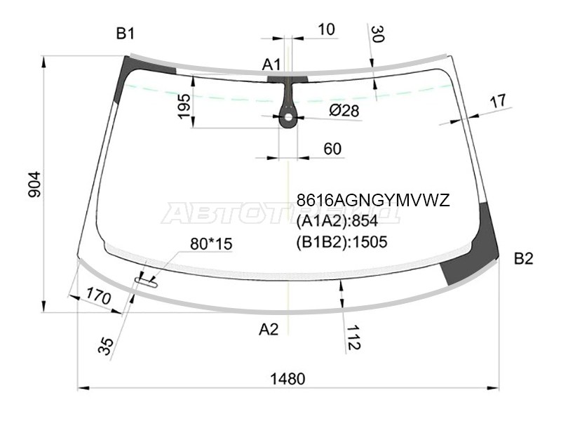 Стекло лобовое (Датчик дождя / Молдинг / 3 /5D HBK) Audi A3 12-19  / S3 13-16 (FUYAO: 8616AGNGYMVWZ)