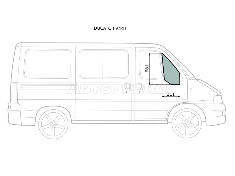 Стекло форточки (Цвет зеленый) Peugeot Boxer 94-06  / Citroen Jumper 94-02  / Fiat Ducato 94-12 (XYG: DUCATO FV/RH)
