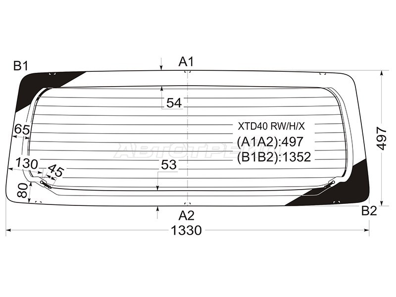 Стекло заднее (Цвет зеленый / Обогрев) Daihatsu Grand Max 07-19  / Toyota Lite Ace 08-20  / Town Ace 08-20 (XYG: XTD40 RW/H/X)