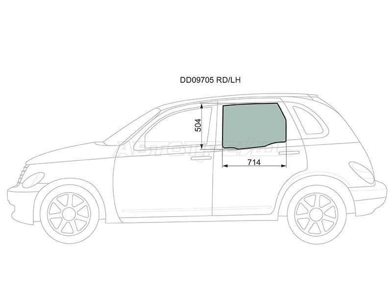 Стекло боковое опускное (Сзади / Слева / Цвет зеленый) Chrysler PT Cruiser 00-10 (XYG: DD09705 RD/LH)