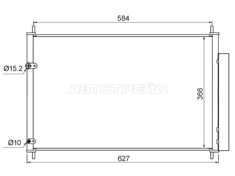 Радиатор кондиционера Toyota Allion (T260) 07-21  / Avensis (T270) 08-18  / Corolla (E150,E180,E120) 00-19  / Corolla Fielder (E140) 06-12  / Pontiac Vibe 08-10  / Toyota Auris 06-18  / Corolla Axio (E140) 06-12  / Corolla Rumion 07-15  / Corolla USA (E150) 08-13 (DENSO: DCN50041)