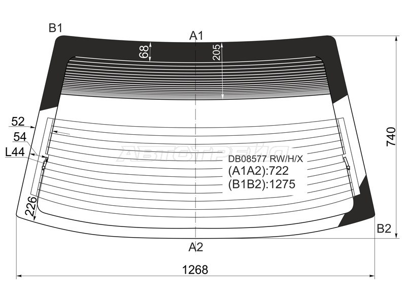 Стекло заднее (Цвет зеленый / Обогрев) Dodge Neon 94-99 (XYG: DB08577 RW/H/X)
