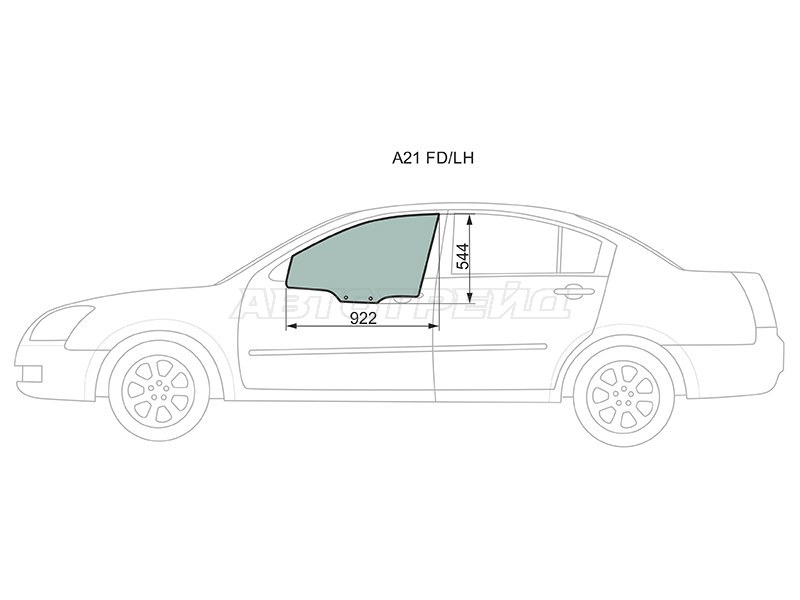 Стекло боковое опускное (Спереди / Слева / Цвет зеленый) Chery Fora A21 06-10 (XYG: A21 FD/LH)