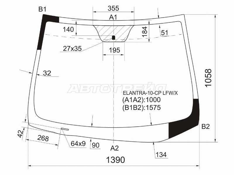 Стекло лобовое Hyundai Elantra 10-16  / Avante 10-15 (XYG: ELANTRA-10-CP LFW/X)