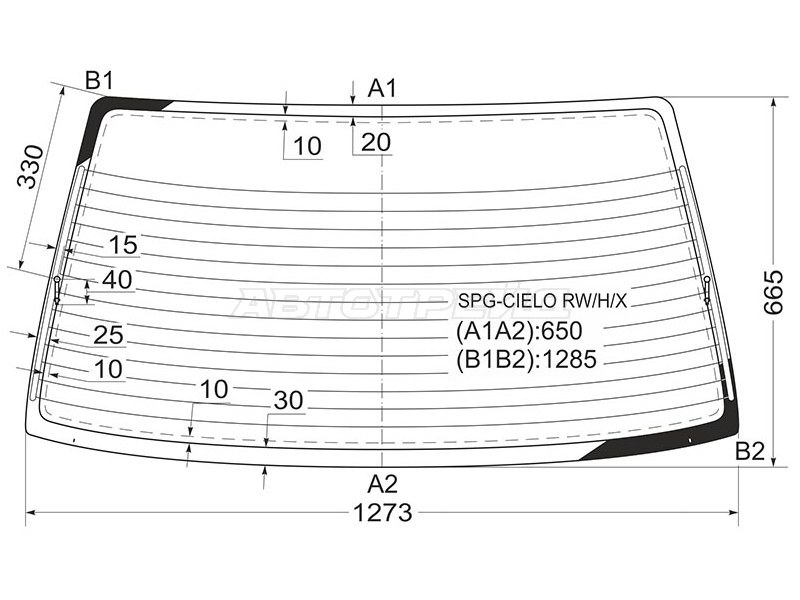 Стекло заднее (Цвет зеленый / Обогрев) Daewoo Nexia 94-16  / LeMans 86-93  / Racer 86-95  / Opel Kadett 84-93 (SAT: SPG-CIELO RW/H/X)