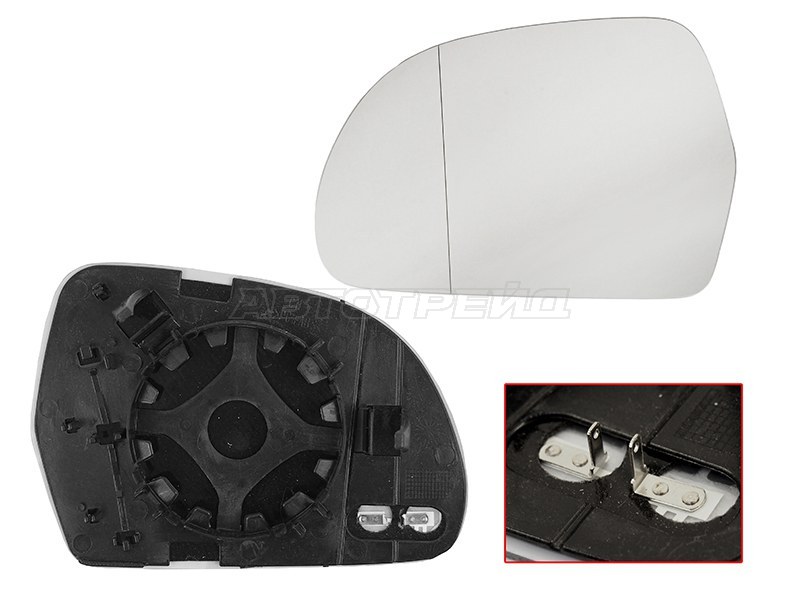 Полотно зеркала Audi A3 08-13  / A4 08-12  / A6 08-10  / A8 07-10  / Skoda Octavia 08-13  / Audi RS6 08-10  / Skoda Superb 08-13 (Слева / Обогрев / сферическое) (SAT: ST-SD26-940G-2)