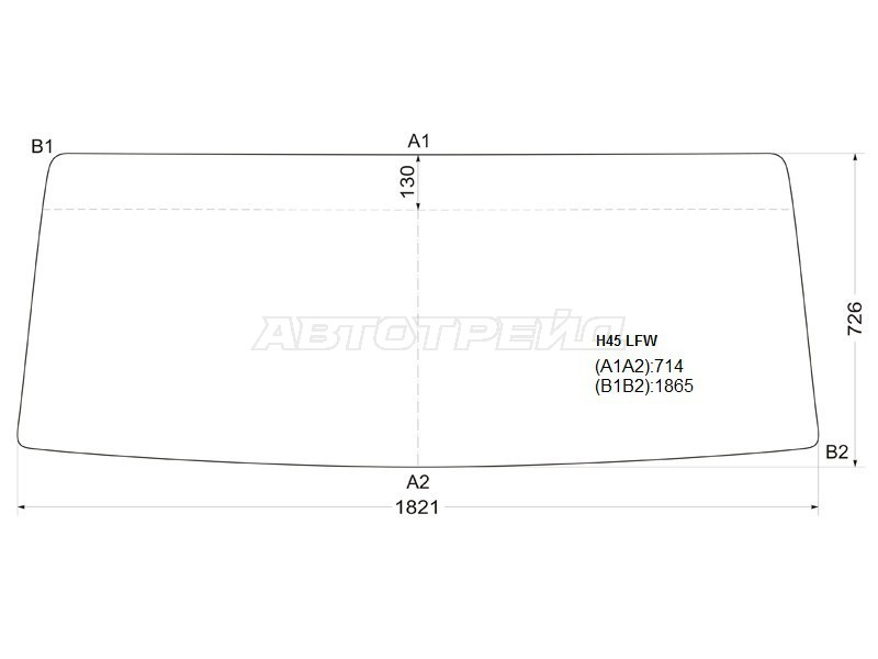 Стекло лобовое (широкая кабина) Dongfeng 1062 05-  / 1064 05-19  / 1074 05-19  / 1091 05-19  / Nissan Atlas F 92-07  / Atlas H 91-07 (XYG: H45 LFW)