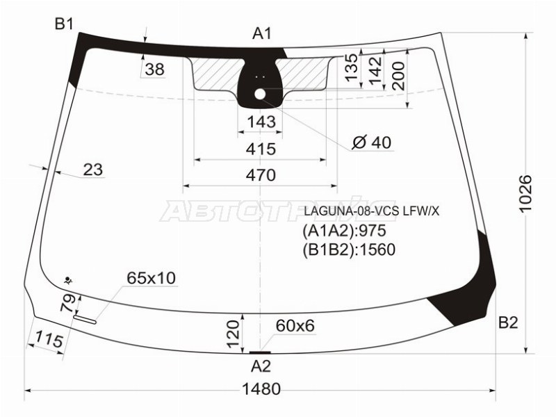 Стекло лобовое (Датчик дождя) Renault Laguna 07-15 (XYG: LAGUNA-08-VCS LFW/X)