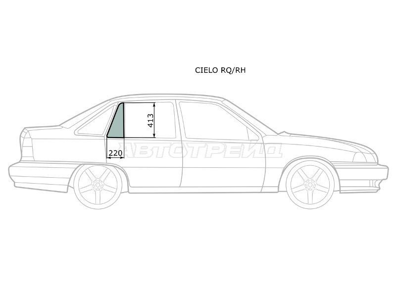 Стекло форточки (Цвет зеленый) Daewoo Nexia 94-16 (XYG: CIELO RQ/RH)