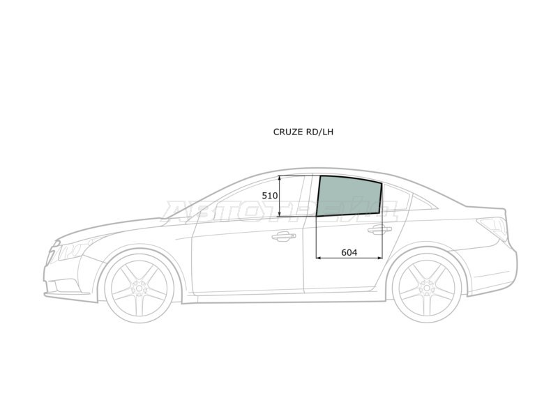 Стекло боковое опускное (Сзади / Слева / Цвет зеленый) Chevrolet Cruze 09-15  / Daewoo Lacetti 08-11 (XYG: CRUZE RD/LH)