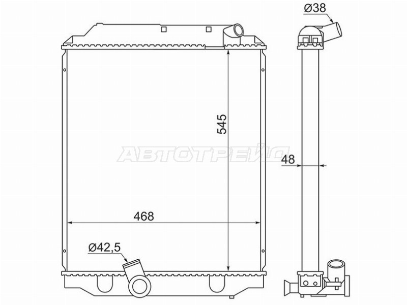 Радиатор Toyota Dyna 99-11  / ToyoAce 99-02 (SAT: TY0064)