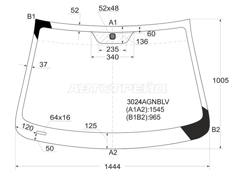 Стекло лобовое Chevrolet Captiva 06-15  / Opel Antara 06-15  / Daewoo Winstorm 06-10  / Saturn Vue 07-10 (FUYAO: 3024AGNBLV)