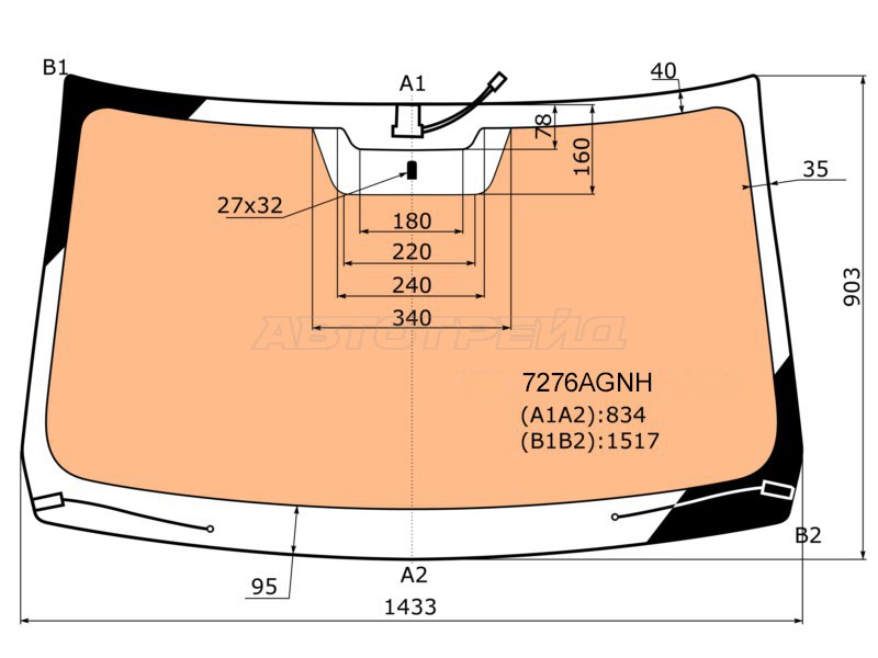 Стекло лобовое (Обогрев полный) Nissan Terrano 14-22  / Renault Duster 10-21  / Sandero 09-14  / Sandero Stepway 10-14 (FUYAO: 7276AGNH)
