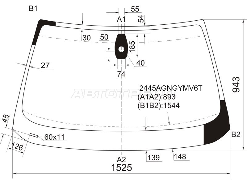 Стекло лобовое (Датчик дождя / Круглый датчик дождя) BMW 5-Series 07-10 (FUYAO: 2445AGNGYMV6T)