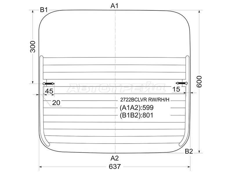 Стекло заднее (Цвет зеленый / Обогрев) Peugeot Boxer 94-06  / Citroen Jumper 94-02  / Fiat Ducato 94-12 (XYG: 2722BCLVR RW/RH/H)