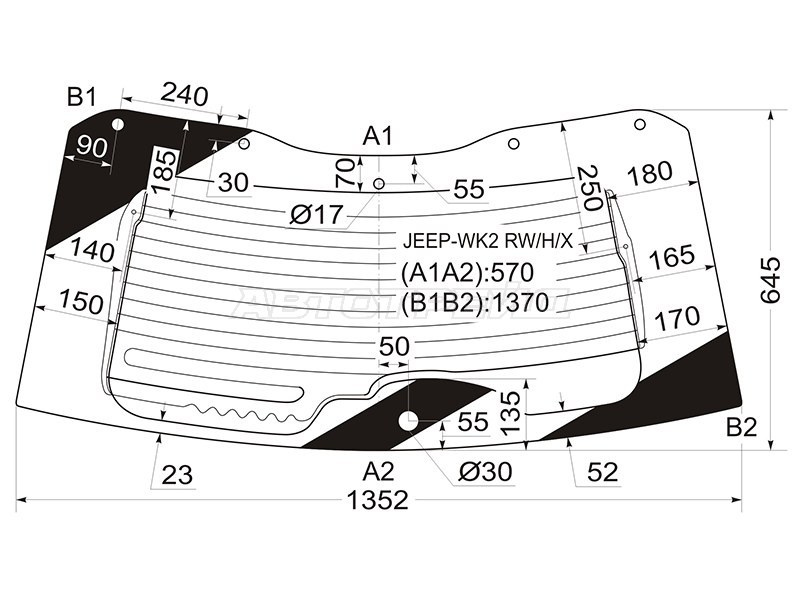 Стекло заднее (Цвет зеленый / Обогрев) Jeep Grand Cherokee 10-22 (XYG: JEEP-WK2 RW/H/X)