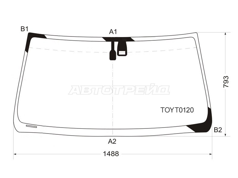 Стекло лобовое (Датчик дождя) Toyota Land Cruiser Prado (J120) 02-07  / Lexus GX 02-19 (KMK: TOYT0120)