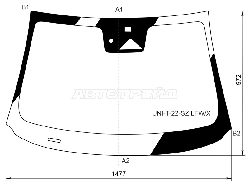 Стекло лобовое (Камера / Датчик дождя) Changan UNI-T 23- (XYG: UNI-T-22-SZ LFW/X)