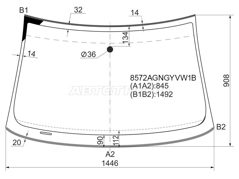 Стекло лобовое (Молдинг) Audi A4 00-09  / S4 03-08 (FUYAO: 8572AGNGYVW1B)