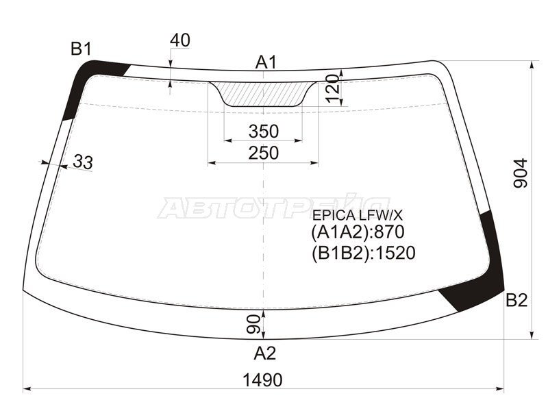 Стекло лобовое Chevrolet Epica 06-13  / Evanda 04-06  / Daewoo Evanda 00-06  / Magnus 99-04  / Tosca 06-11  / Suzuki Verona 04-06 (XYG: EPICA LFW/X)