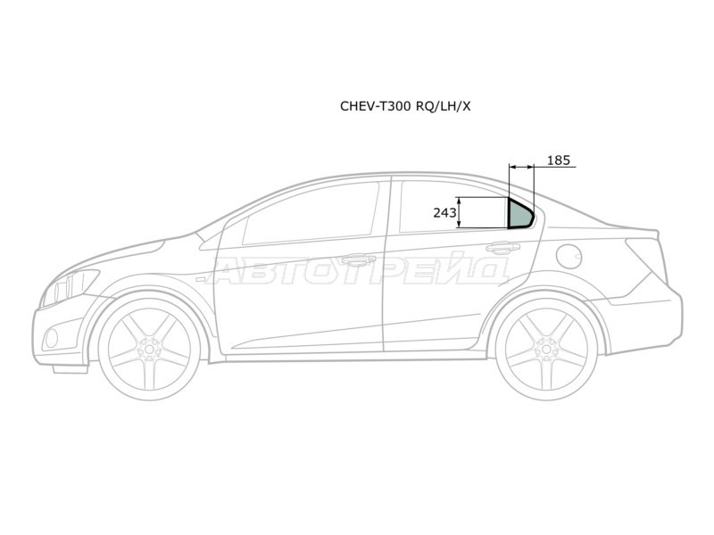 Стекло форточки (Цвет зеленый) Chevrolet Aveo 11-15 (XYG: CHEV-T300 RQ/LH/X)