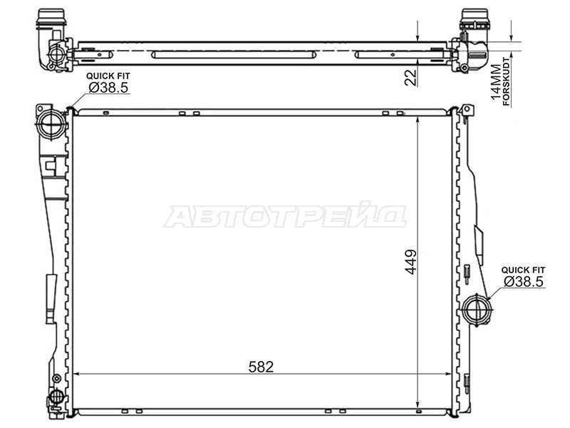 Радиатор BMW 3-Series 98-06  / Z4 02-08 (SAT: BW0008)
