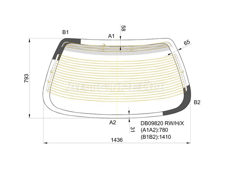 Стекло заднее (Цвет зеленый / Обогрев / Антенна) Buick Century 97-05 (XYG: DB09820 RW/H/X)