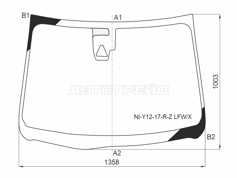 Стекло лобовое (Камера) Nissan AD 16-  / Mazda Familia 17-18  / Mitsubishi Lancer Japan 17-19 (XYG: NI-Y12-17-R-Z LFW/X)